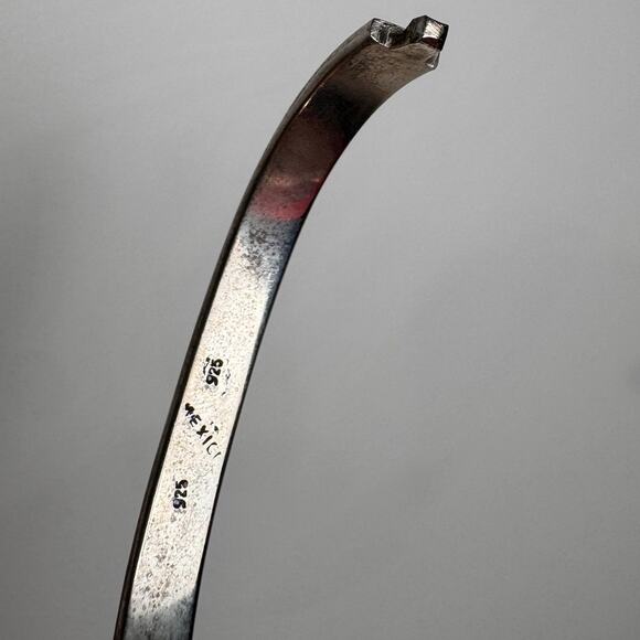 Vintage Mexican 925 Sterling Silver Turquoise Bangle Bracelet - Picture 5 of 6